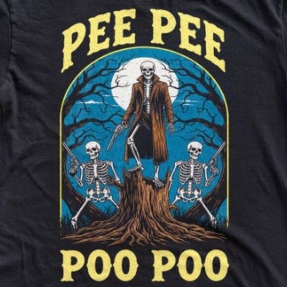 Pee Pee Poo Poo T-Shirt, Funny Skeleton Graphic Tee - Picture 2 of 4
